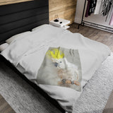 Yellow Crested Cockatoo Portrait Velveteen Plush Blanket