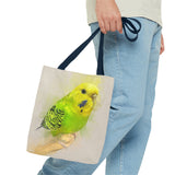 Mellow Meadow: Tranquil Yellow And Green Budgie Delight Tote Bag