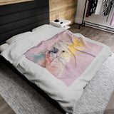 Yellow Crested Cockatoo Portrait Velveteen Plush Blanket II