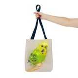 Mellow Meadow: Tranquil Yellow And Green Budgie Delight Tote Bag