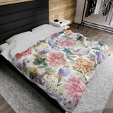 Budgie Floral Velveteen Plush Blanket