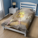 Cockatiel Portrait Velveteen Plush Blanket III