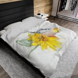 Cockatiel Sunflower Velveteen Plush Blanket