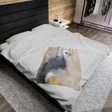 Gray Hawk Portrait Velveteen Plush Blanket