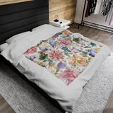 Budgie Floral Velveteen Plush Blanket