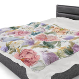 Budgie Floral Velveteen Plush Blanket