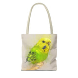 Mellow Meadow: Tranquil Yellow And Green Budgie Delight Tote Bag