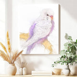 Lavender Whisper: Violet and White Budgie Portrait