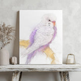 Lavender Whisper: Violet and White Budgie Portrait