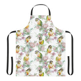 Floral Feathers: A Green Cheek Symphony Apron