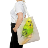 Mellow Meadow: Tranquil Yellow And Green Budgie Delight Tote Bag