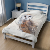 Barn Owl Portrait Velveteen Plush Blanket