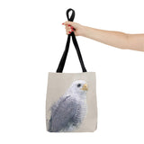 Steely Gaze: Gray Hawk Tote Bag