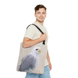 Steely Gaze: Gray Hawk Tote Bag