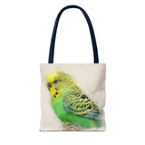 Sunny Sprite: A Playful Yellow-Green Budgie Extravaganza Tote Bag