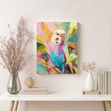 Tropical Muse: Abstract Budgie Among Leaves