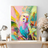 Tropical Muse: Abstract Budgie Among Leaves