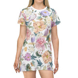 Budgie Floral Elegance T-Shirt Dress