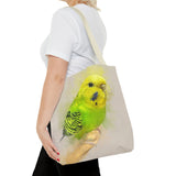 Mellow Meadow: Tranquil Yellow And Green Budgie Delight Tote Bag