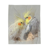 Cockatiel Dialogue Velveteen Plush Blanket