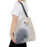 Steely Gaze: Gray Hawk Tote Bag