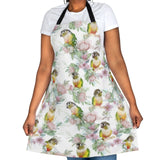 Floral Feathers: A Green Cheek Symphony Apron