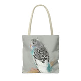 Crisp Cobalt: Dynamic Blue And White Budgie Artistry Tote Bag (AOP)