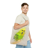 Mellow Meadow: Tranquil Yellow And Green Budgie Delight Tote Bag