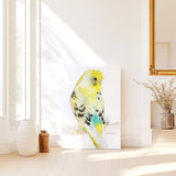 Golden Whisper: Yellow and White Budgie Portrait