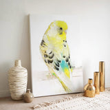 Golden Whisper: Yellow and White Budgie Portrait