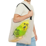 Mellow Meadow: Tranquil Yellow And Green Budgie Delight Tote Bag