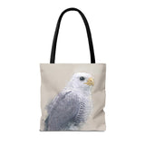 Steely Gaze: Gray Hawk Tote Bag