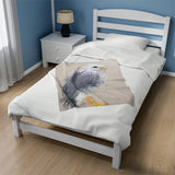 Gray Hawk Portrait Velveteen Plush Blanket