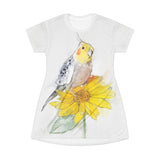 Cockatiel Sunflower T-Shirt Dress