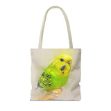 Mellow Meadow: Tranquil Yellow And Green Budgie Delight Tote Bag