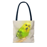 Mellow Meadow: Tranquil Yellow And Green Budgie Delight Tote Bag