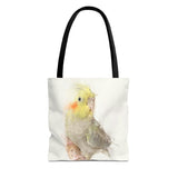 Regal Crests: Majestic Cockatiel Portrait Tote Bag