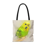 Mellow Meadow: Tranquil Yellow And Green Budgie Delight Tote Bag