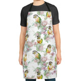 Floral Feathers: A Green Cheek Symphony Apron