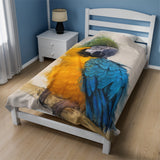 Blue and Yellow Macaw Portrait Velveteen Plush Blanket