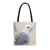 Steely Gaze: Gray Hawk Tote Bag