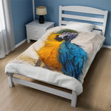 Blue and Yellow Macaw Portrait Velveteen Plush Blanket