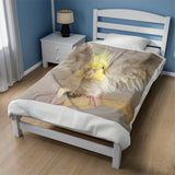 Cockatiel Portrait Velveteen Plush Blanket III