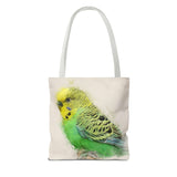 Sunny Sprite: A Playful Yellow-Green Budgie Extravaganza Tote Bag