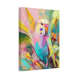 Tropical Muse: Abstract Budgie Among Leaves