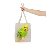 Mellow Meadow: Tranquil Yellow And Green Budgie Delight Tote Bag