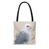 Steely Gaze: Gray Hawk Tote Bag