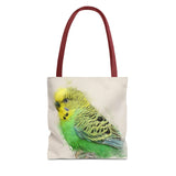 Sunny Sprite: A Playful Yellow-Green Budgie Extravaganza Tote Bag