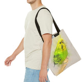 Mellow Meadow: Tranquil Yellow And Green Budgie Delight Tote Bag