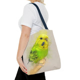 Mellow Meadow: Tranquil Yellow And Green Budgie Delight Tote Bag